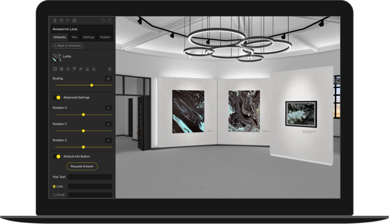 Villume editor — 3D exhibition workspace